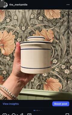 French Country Butter Bell Crock Keeper Stoneware Primitive Kitchen